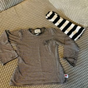 Girls MimPi long sleeve stripe T and bonus scarf